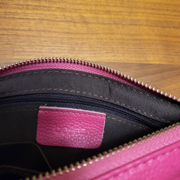 Hot Pink Pebbled Leather Wristlet - Picture 7 of 13